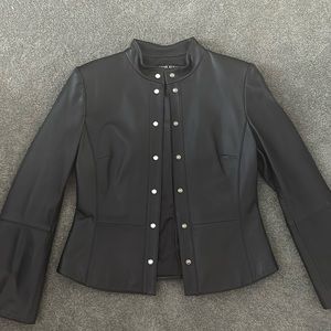 Anne Klein Leather Jacket fitted with embossed rhinestone snaps size 8P
